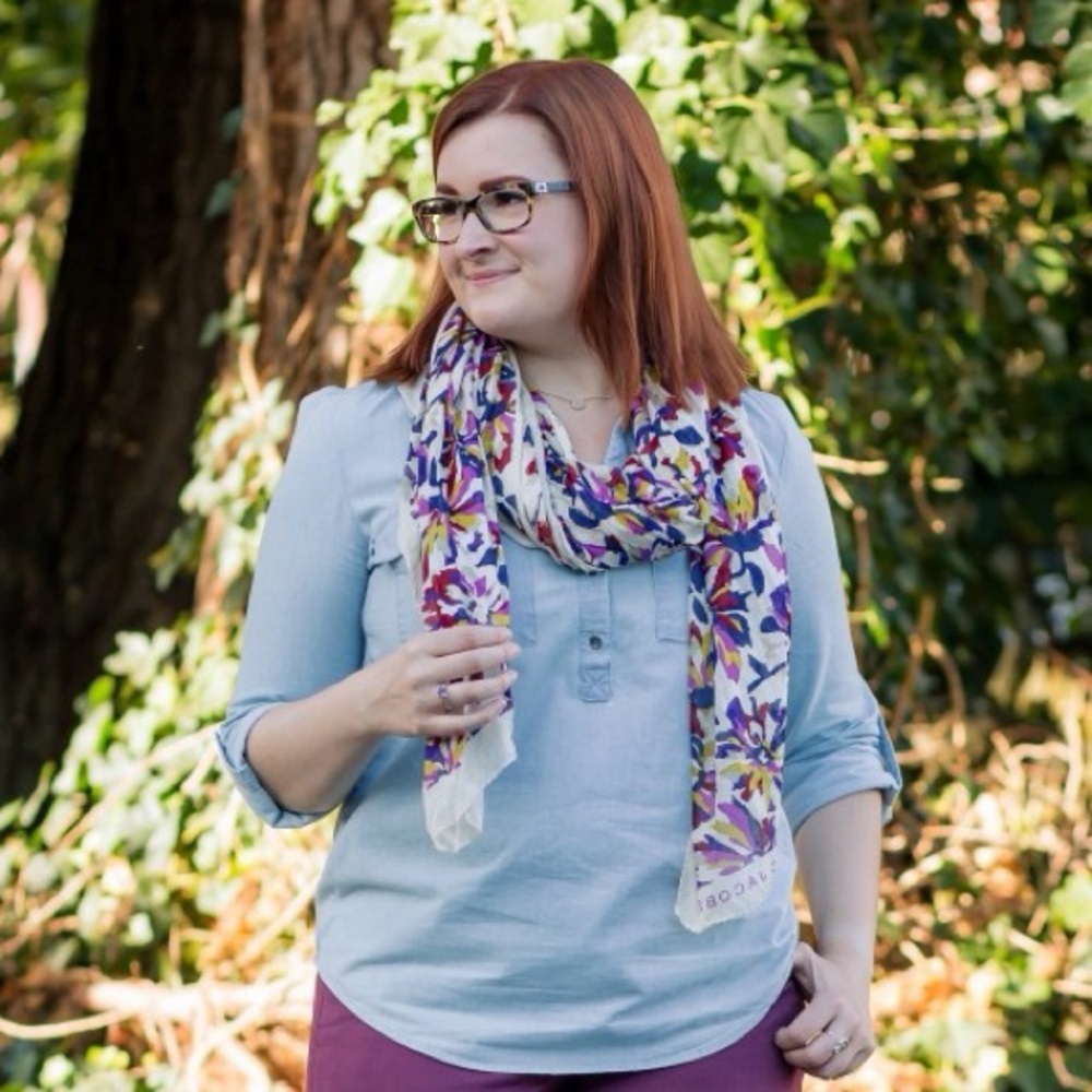 Marc by Marc Jacobs Purple Multi Floral Print Scarf - Picture 8 of 11